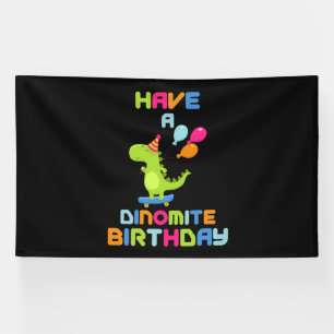 Joyeux Anniversaire Dinomite Bannière en Vinyle 6x