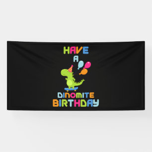 Joyeux Anniversaire Dinomite Bannière Vinyle 4x8