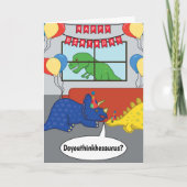 Joyeux Anniversaire Dinosaur Carte de mème de plai (Devant)