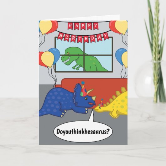 Joyeux Anniversaire Dinosaur Carte de mème de plai (Devant)