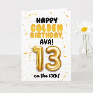 Joyeux anniversaire d'or, carte d'anniversaire 13 