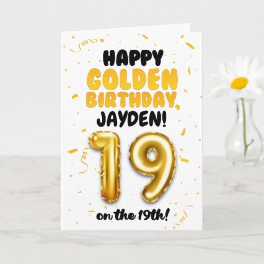 Joyeux anniversaire d'or, carte d'anniversaire 19 (Petite plante)