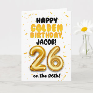 Joyeux anniversaire d'or, carte d'anniversaire 26 