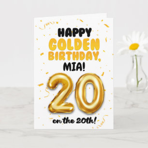 Joyeux anniversaire d'or, carte de 20 ans