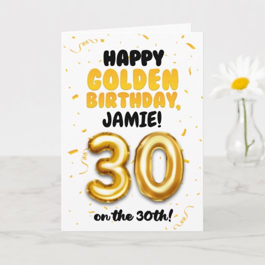 Joyeux Anniversaire Doré, Carte de 30 ans (Petite plante)