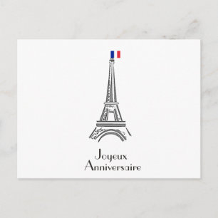 Joyeux Anniversaire Eiffel Tower Franse Birthday Briefkaart