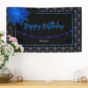 Joyeux anniversaire Elegant Bannière Bleue et Noir