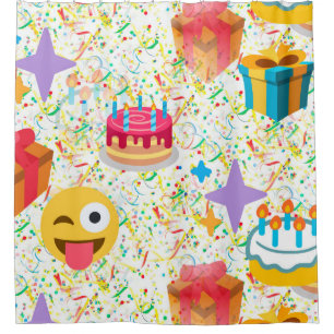 joyeux anniversaire émoji douche rideau salle de b