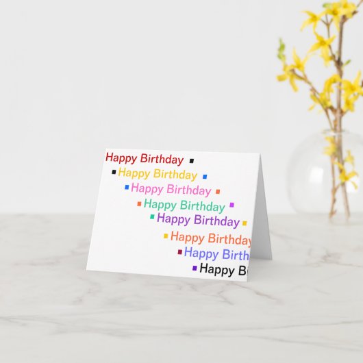 Joyeux anniversaire en couleurs arc-en-ciel carte (Fleur jaune)