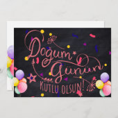 Joyeux anniversaire en turc | Carte d'anniversaire (Devant / Derrière)