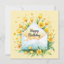 Joyeux anniversaire et beau bouquet Carte de vœux