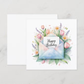 Joyeux anniversaire et tulipes. Carte (Devant / Derrière)