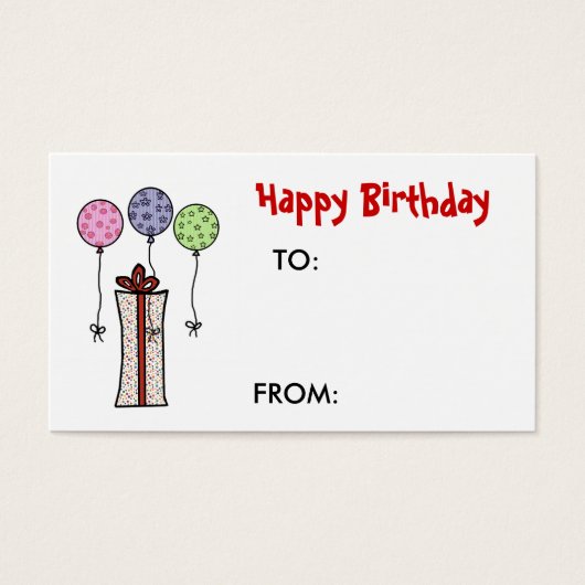 Joyeux anniversaire, étiquette cadeau (Devant)