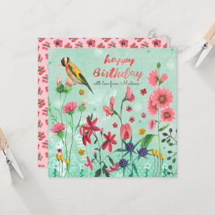 Joyeux anniversaire fleurs florales   Carte de voe