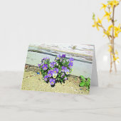 Joyeux Anniversaire Fleurs violettes Carte Escalie (Fleur jaune)