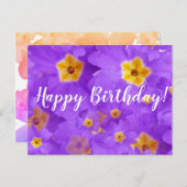 Joyeux Anniversaire, Fleurs violettes Carte postal (Devant / Derrière)