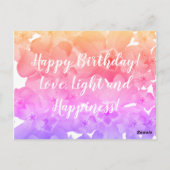 Joyeux Anniversaire, Fleurs violettes Carte postal (Dos)