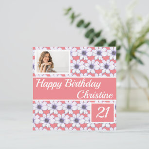 Joyeux anniversaire Floral design Carte personnali