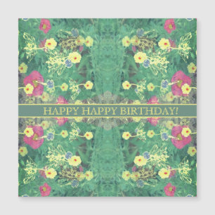 "Joyeux anniversaire floral vert !" Carte