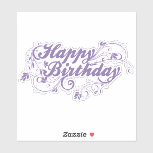 Joyeux Anniversaire Floral Violet Sticker (Feuille)