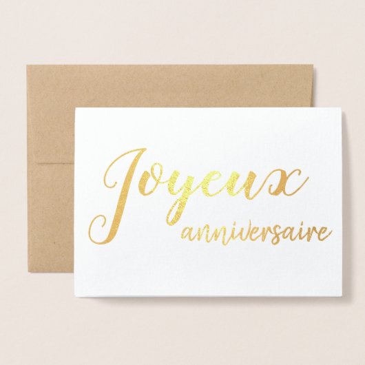 Joyeux Anniversaire Franse Happy Birthday Script Folie Kaarten (Voorkant met envelop)