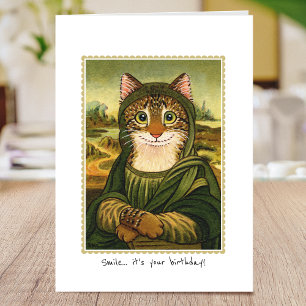 Joyeux Anniversaire Fun Mona Lisa Cat Carte person