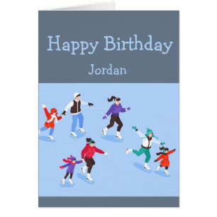 Joyeux anniversaire garçon fille aime le patinage