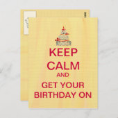 Joyeux Anniversaire Garder Calme Carte Postale Per (Devant / Derrière)