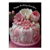 Joyeux Anniversaire Gâteau Élégant Rose Blanc (Devant)