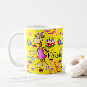 Joyeux Anniversaire Giraffe Mug Jaune