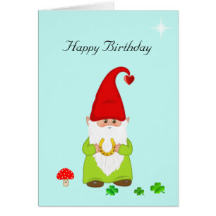 Joyeux Anniversaire Gnome Mignon avec Fer à Cheval