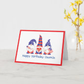 Joyeux Anniversaire Gnomie Rouge Blanc Bleu Carte (Fleur jaune)