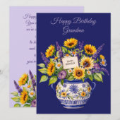 Joyeux Anniversaire Grand-mère. Carte de vœux (Devant / Derrière)