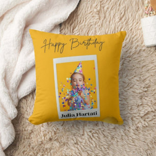 Joyeux anniversaire Imprimer Coussin blanc moderne