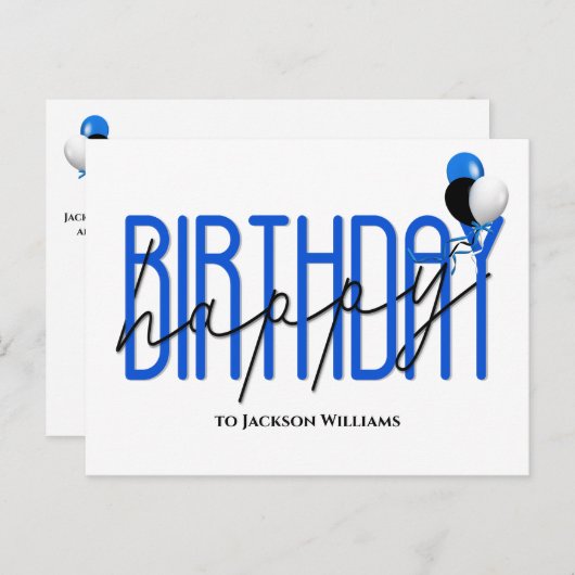 Joyeux anniversaire invitation  ballons (Devant / Derrière)