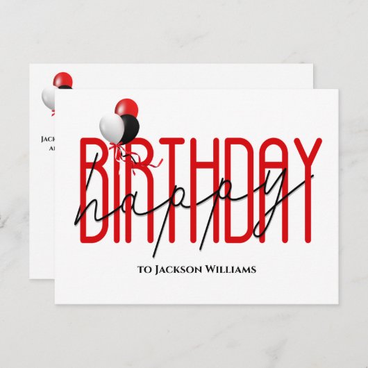 Joyeux anniversaire invitation  ballons (Devant / Derrière)