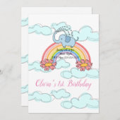 Joyeux anniversaire Invitation Bébé Blue Elephant (Devant / Derrière)