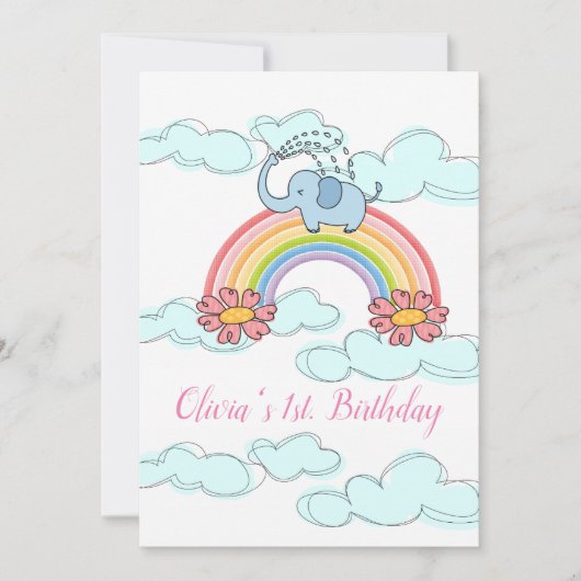 Joyeux anniversaire Invitation Bébé Blue Elephant (Devant)