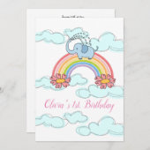 Joyeux anniversaire Invitation Bébé Blue Elephant (Devant / Derrière)