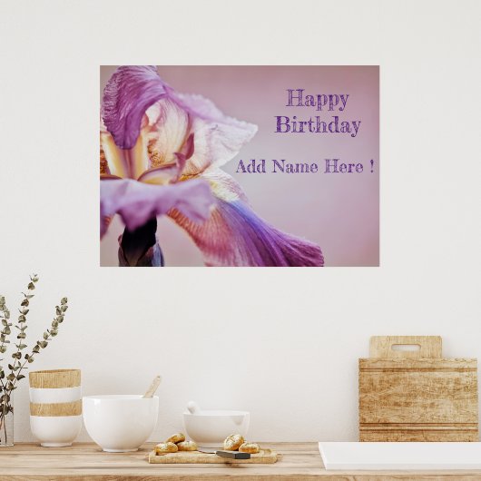 Joyeux Anniversaire Iris Multicolored Poster (Cuisine)