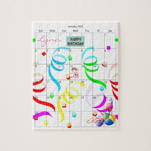 Joyeux anniversaire Janvier 2022 Calendrier Puzzle (Vertical)