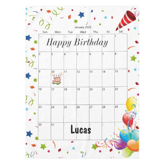 Joyeux anniversaire Janvier 2022 Nappe (Devant)