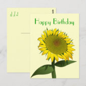 Joyeux Anniversaire Jaune Tournesol Floral Carte p (Devant / Derrière)