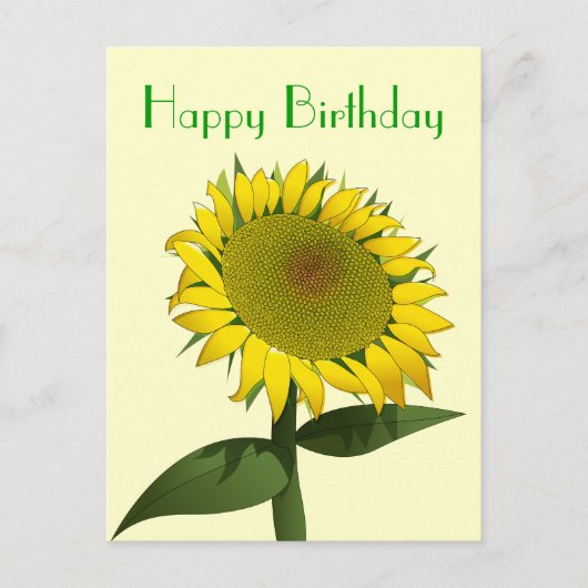 Joyeux Anniversaire Jaune Tournesol Floral Carte p (Devant)