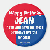 Joyeux Anniversaire JEAN Refrigerator Magnet (Devant)