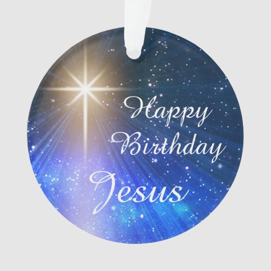 Joyeux anniversaire Jésus Ornament avec l'étoile d (devant)