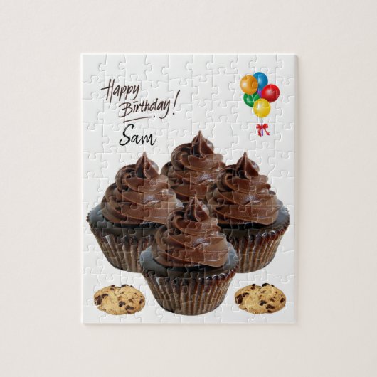 Joyeux Anniversaire Jigsaw Puzzle Chocolate Cupcak (Vertical)
