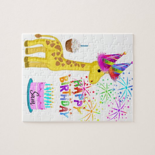 Joyeux anniversaire Jigsaw Puzzle Giraffe (Horizontal)