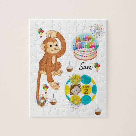 Joyeux Anniversaire Jigsaw Puzzle Singe de deux an (Vertical)
