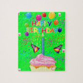 Joyeux Anniversaire Jigsaw Puzzle vert brillant (Vertical)